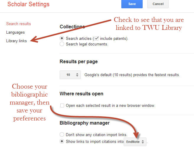 Set Google Scholar Settings